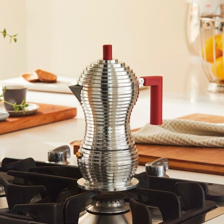 Alessi Pulcina Induction 6-Cup Espresso Pot Red