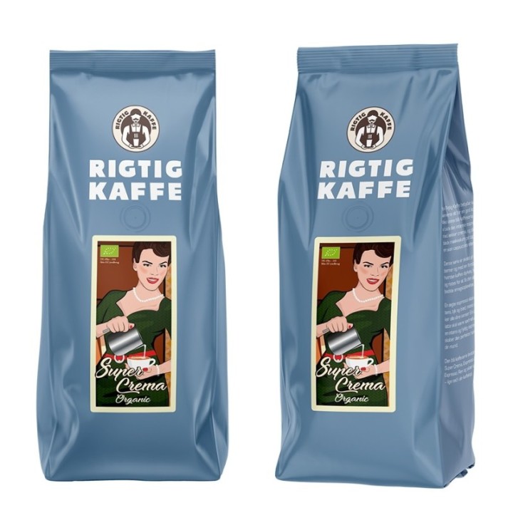 Rigtig Kaffe Super Crema Organic 500g Whole coffee beans