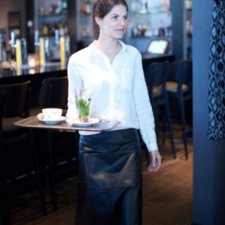 DutchDeluxes Professional Leather Barista Apron Long - Black