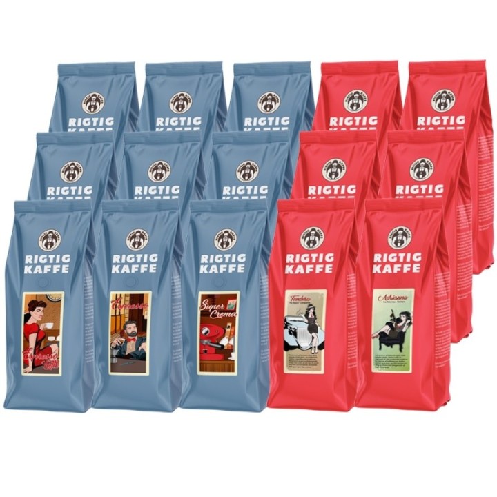 Rigtig Kaffe Mixed pack - 7.5 kg whole beans - Italian-inspired