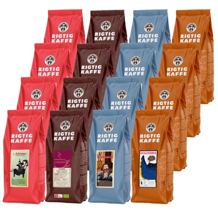 Rigtig Kaffe Mix pack 16 pcs Whole coffee beans