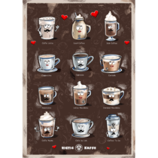 Coffee poster Rigtig Kaffe COFFEE DRINKS 50x70cm