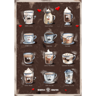 Coffee poster Rigtig Kaffe COFFEE DRINKS 21x30cm