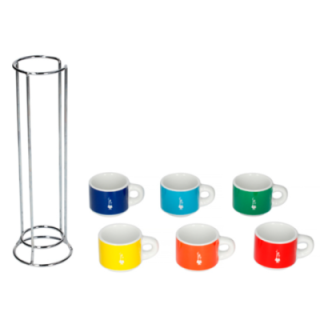 Bialetti espresso cups incl. stand, 6 pcs, colors