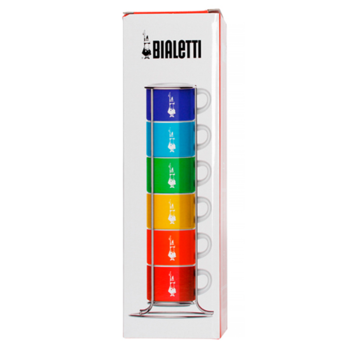Bialetti espresso cups incl. stand, 6 pcs, colors
