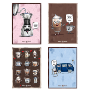 Coffee poster Rigtig Kaffe 4 Posters 21x30cm