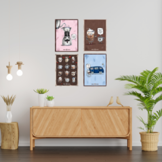 Coffee poster Rigtig Kaffe 4 Posters 21x30cm