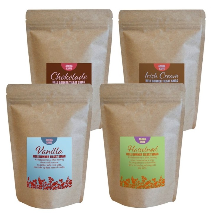 Flavored Coffee Mix Pack 4 x 225 g Whole Coffee Beans