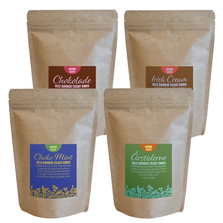 Flavored Coffee Mix Pack 4 x 225 g Whole Coffee Beans