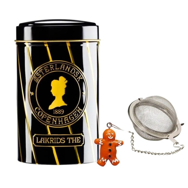 Tea infuser with chain and gingerbread-man figure incl. Østerlandsk Thehus Licorice Tea 125g