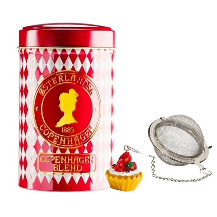 Tea infuser on a chain with cupcake figure incl. Østerlandsk Thehus Copenhagen Blend 125g