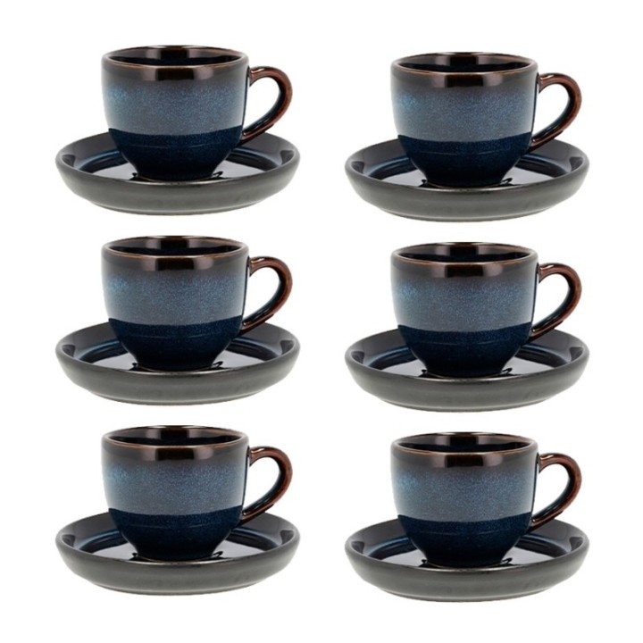 Bitz Espresso cup with saucer 7 cl 6 pcs Dark blue/Black