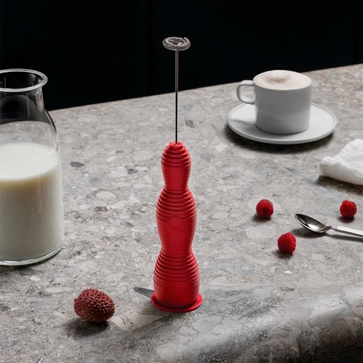Alessi Pulcina Milk Frother Red