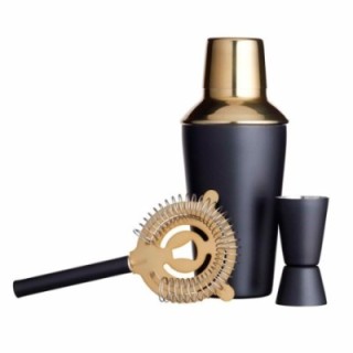 BarCraft Bar Set 3-Piece Black/Gold