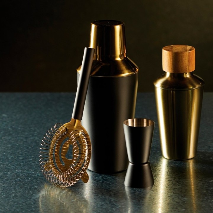 BarCraft Bar Set 3-Piece Black/Gold