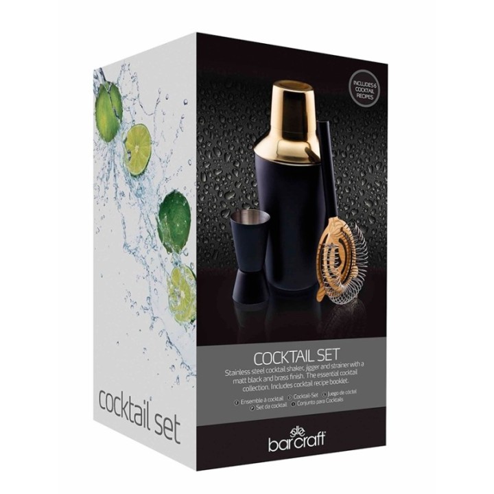BarCraft Bar Set 3-Piece Black/Gold