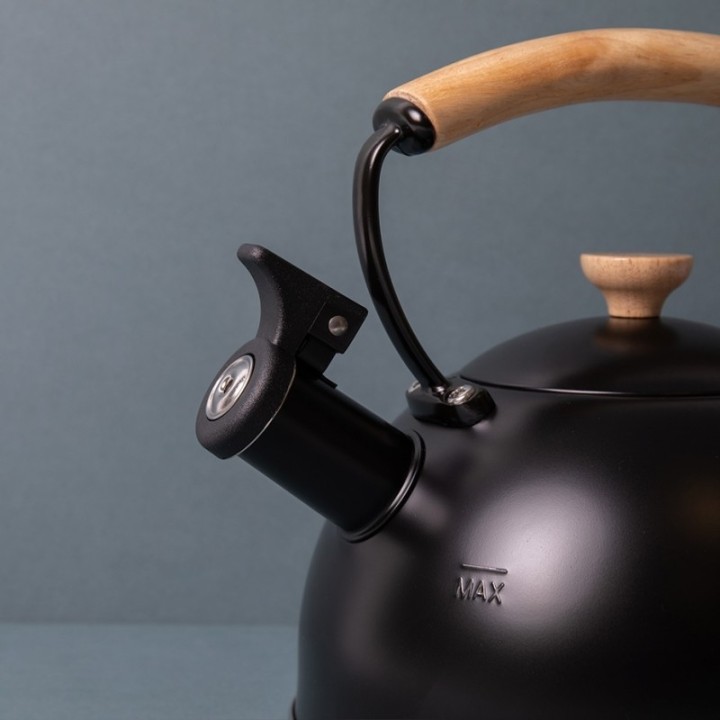 La Cafetière 1.6 L Black Kettle with Wood