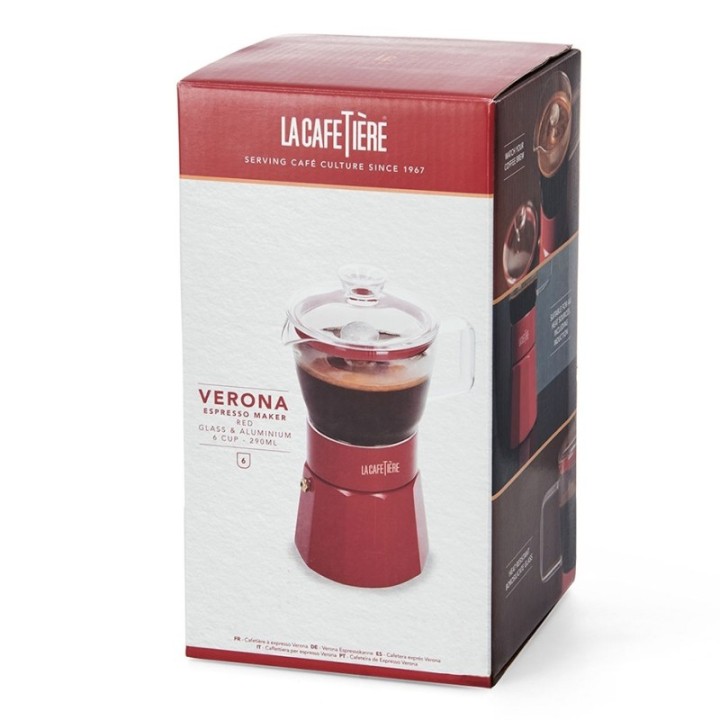 La Cafetière Verona 6-Cup Espresso Pot Red