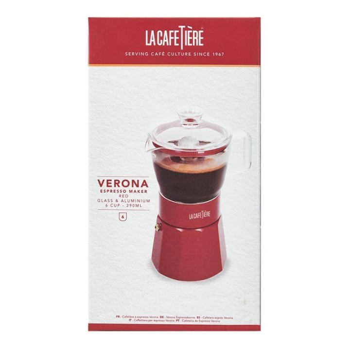 La Cafetière Verona 6-Cup Espresso Pot Red