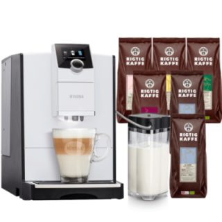Nivona NICR 796 White Incl. milk container & 6x400g Rigtig Kaffe Organic