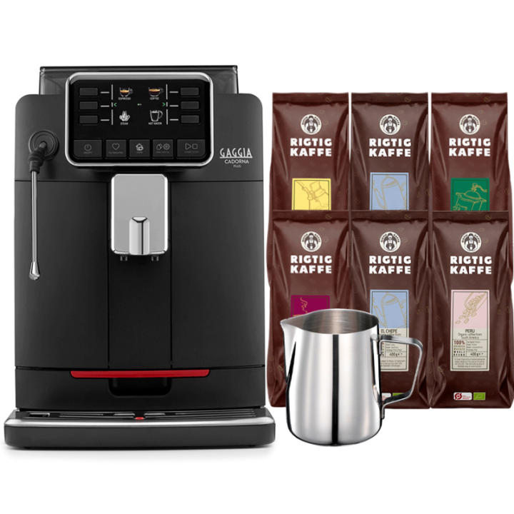 Gaggia Cadorna Plus Barista espresso machine incl. milk jug & 6x400g Rigtig Kaffe Organic