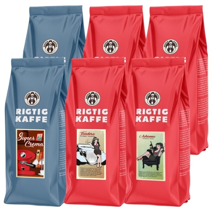 Rigtig Kaffe Bestsellers Mix pack 6kg Whole coffee beans