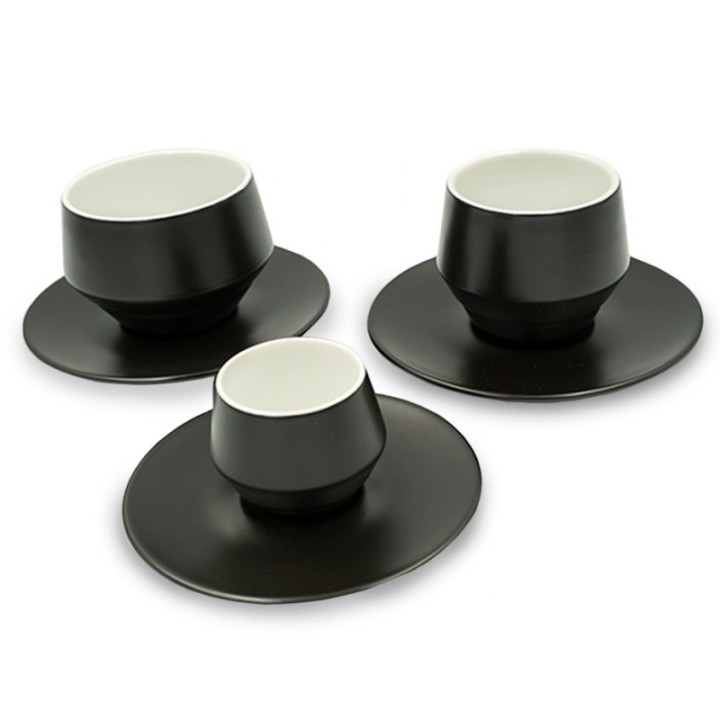 Club House Maniko Latte with saucer Matte Black 30 cl 4 pcs
