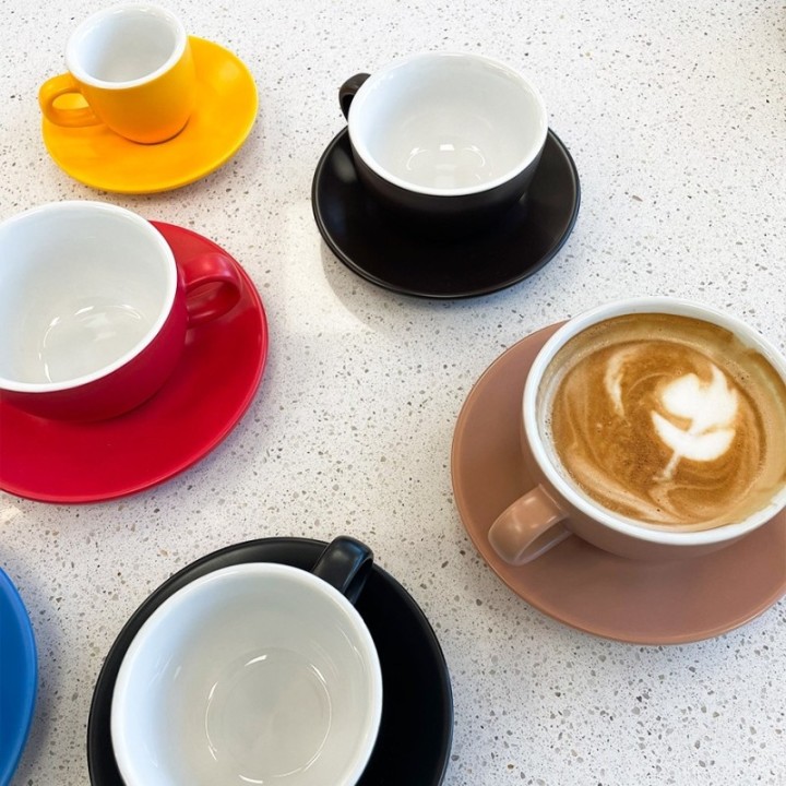 Club House Tulipano Cappuccino with saucer Matte Black 26 cl 1 pc