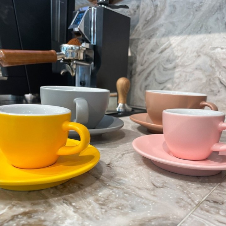 Club House Tulipano Latte with saucer Matte Yellow 30 cl 1 pc
