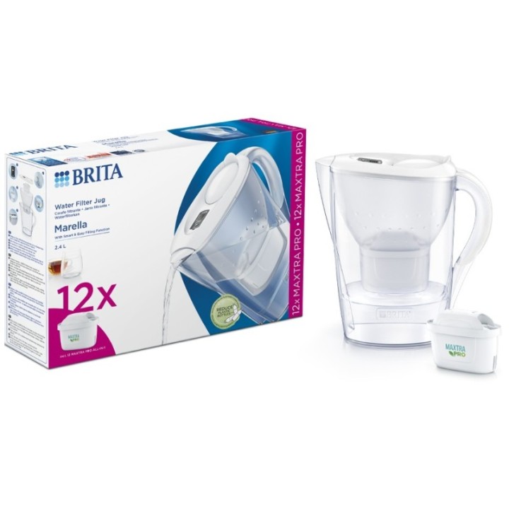 BRITA Marella 2,4L Hvid Inkl. 12 stk Maxtra Pro Filter