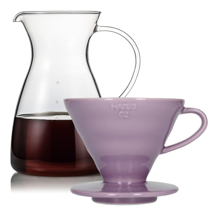 Hario Filterbryg Sæt Inkl. V60-02 Keramik Dripper 2 Kop & Glaskande 0,4 L