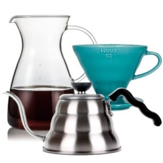 Hario Filterbryg Sæt Inkl. V60-02 Keramik Dripper 2 Kop, Glaskande 0,4 L & Kedel