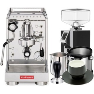 La Pavoni Mini Cellini LPSMCS01EU Inkl. Eureka Mignon Turbo Espressokværn, Baristaudstyr & Kopper