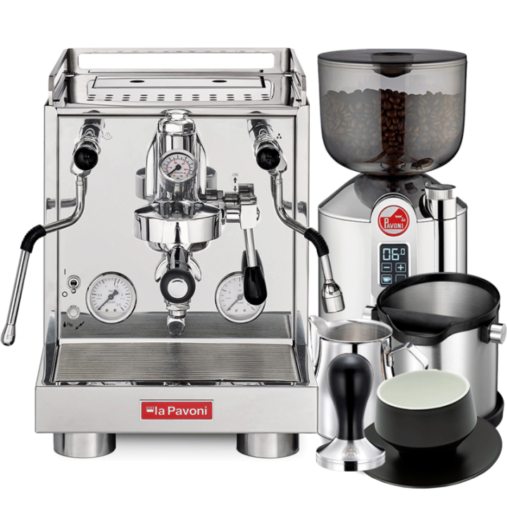 La Pavoni New Cellini Evolution LPSCVS01NO Inkl. La Pavoni Prosumer Espressokværn, Baristaudstyr & Kopper