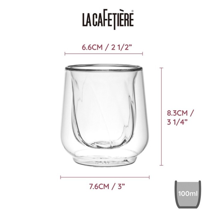 La Cafetière Dobbeltvægget Cortado Glas 13,5 cl 2 Stk
