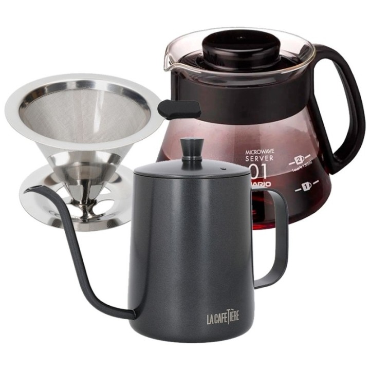 La Cafetière Filterbryg Sæt Inkl. Gooseneck Kedel, Dripper 1 Kop & V60 Server