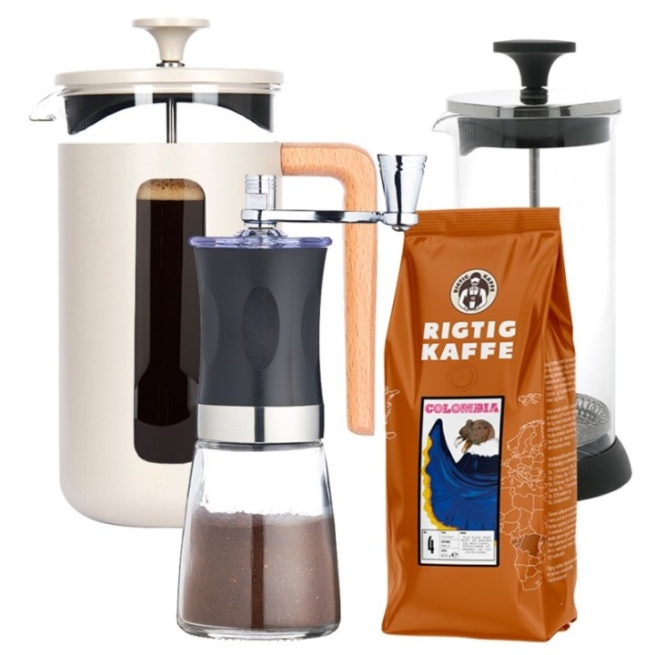 La Cafetière Pisa 8 Kop Stempelkande Inkl. Kværn, Mælkeskummer & Kaffe