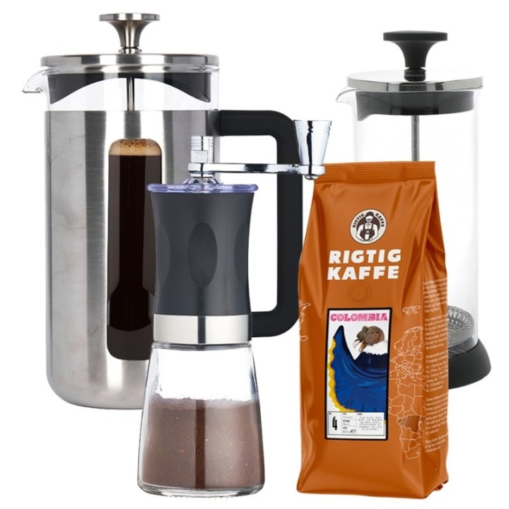 La Cafetière Pisa 8 Kop Stempelkande Inkl. Kværn, Mælkeskummer & Kaffe