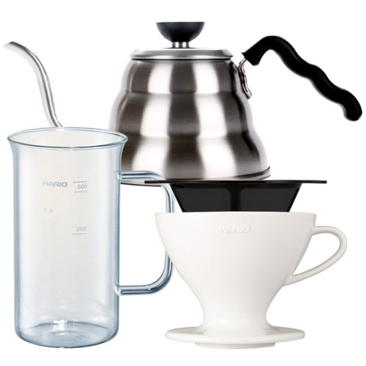Hario Filterbryg Sæt Inkl. Gooseneck Kedel, Dripper 2 Kop & Server