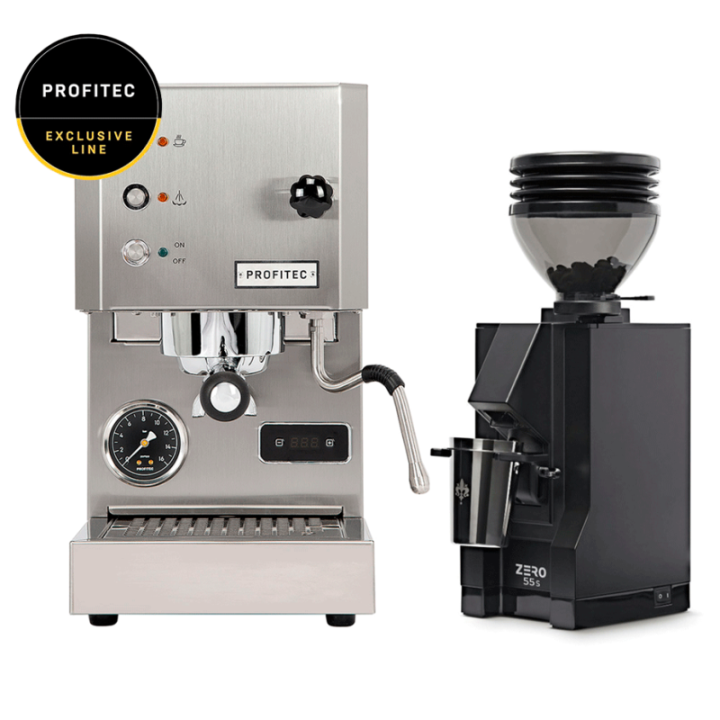 Profitec GO Brushed Espresso Machine – Exclusive Line incl. Eureka Mignon Zero 55s Matte Black Espresso Grinder