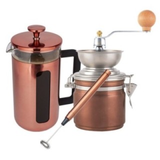 La Cafetière Pisa 3 Kop. Stempelkande Inkl.Kaffemølle & Mælkeskummer