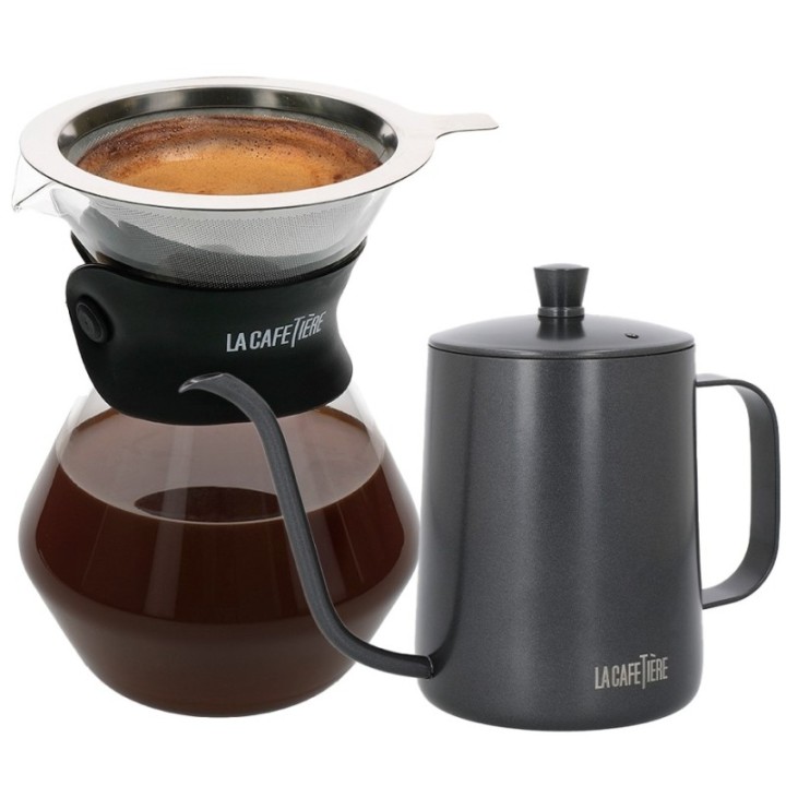 La Cafetière Pour Over 3 Kop. og La Cafetière Gooseneck Kedel 0,6 L Sort