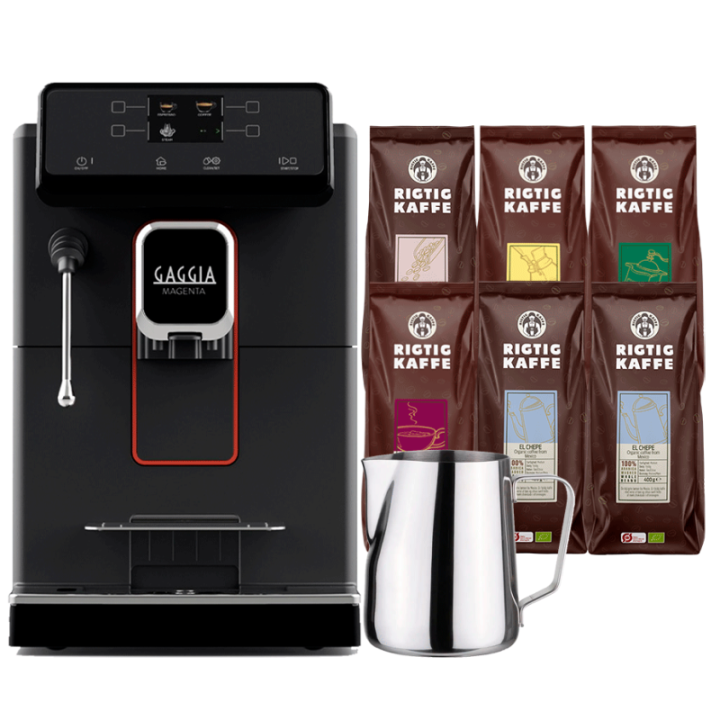 Gaggia Magenta Plus Inkl. Mælkekande og 6x400g Rigtig Kaffe Brun Serie