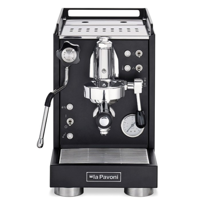 La Pavoni Mini Cellini Black LPSMCB01EU Espresso Machine incl. Eureka Mignon Turbo Chrome/Black Espresso Grinder