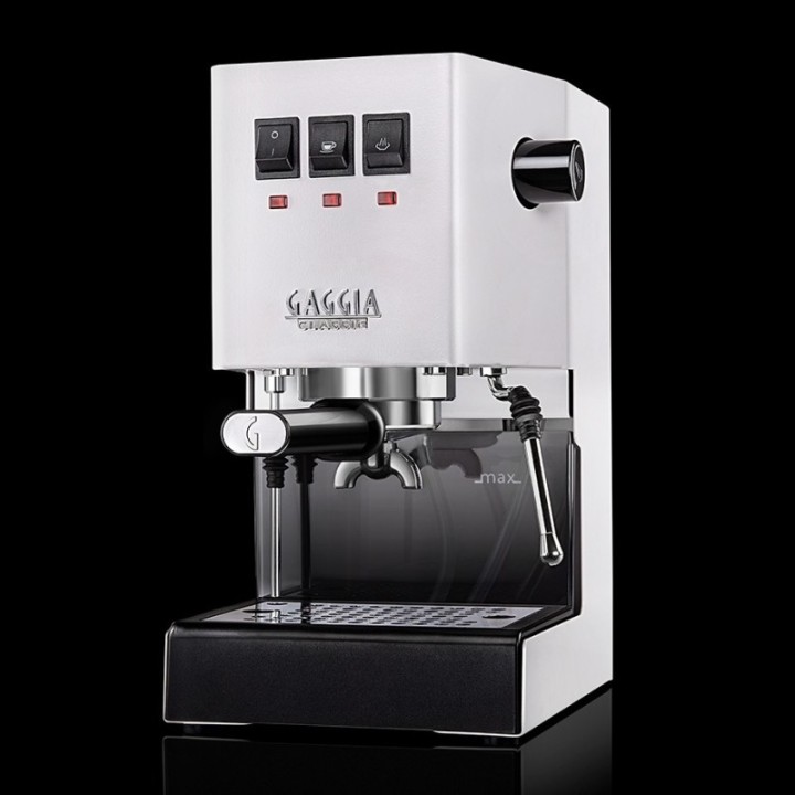 Gaggia Classic E24 White Espresso Machine incl. Eureka Mignon Zero 55s Matte Black Espresso Grinder & Barista Accessories
