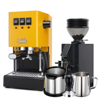 Gaggia Classic E24 Sunshine Yellow Espresso Machine incl. Eureka Mignon Zero 55s Black Grinder & Barista Accessories