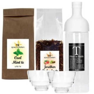 Hario Filter-In 0,75 L Istebrygger grå Inkl. Cool Mint Urte Te 80g & Rooibos Rabarber & Jordbær Te 100g