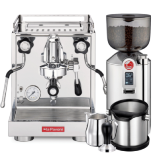 La Pavoni New Cellini Classic Inkl. Espressokværn, Baristaudstyr & 4 stk Cappuccinokopper