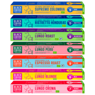 Black Coffee Roasters Mixpakke Øko Kaffekapsler 7x10 stk