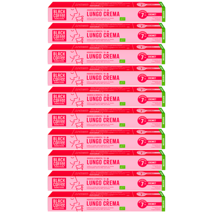 Black Coffee Roasters Lungo Crema Kaffekapsler Øko 10 x 10 stk